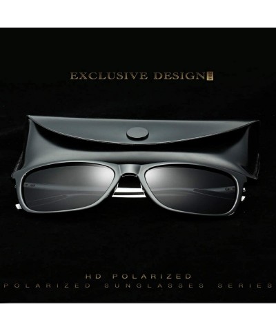 Square Polarized Sunglasses for Men-Metal Frame Aviator Sunglasses UV 400 Protection - Black/G15-10 - CA18KGL6OL3 $28.71