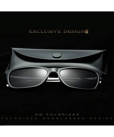 Square Polarized Sunglasses for Men-Metal Frame Aviator Sunglasses UV 400 Protection - Black/G15-10 - CA18KGL6OL3 $12.40