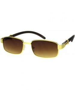 Rectangular Mens OG Rapper Narrow Rectangular Chain Arm Baroque Sunglasses - Yellow Gold Gradient Brown - C518SS0NUXC $13.39