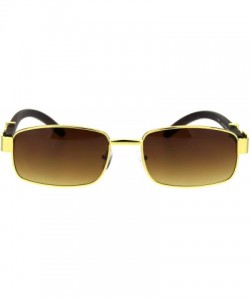 Rectangular Mens OG Rapper Narrow Rectangular Chain Arm Baroque Sunglasses - Yellow Gold Gradient Brown - C518SS0NUXC $13.39
