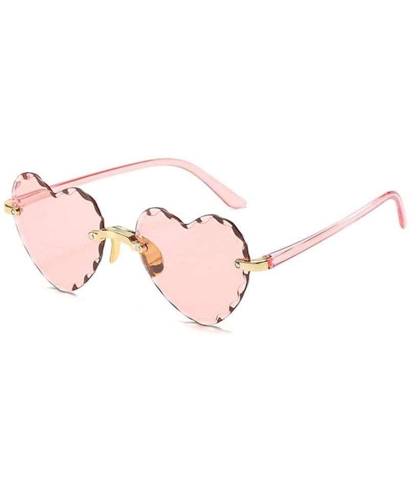 Rimless Heart Shaped Sunglasses for Women Rimless Gradient Lens Sun Glasses Eyeglasses UV400 - White Pink Lens - C21902U483G ...