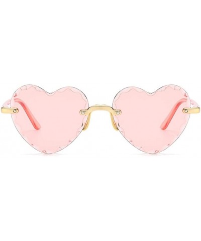 Rimless Heart Shaped Sunglasses for Women Rimless Gradient Lens Sun Glasses Eyeglasses UV400 - White Pink Lens - C21902U483G ...