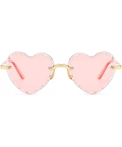 Rimless Heart Shaped Sunglasses for Women Rimless Gradient Lens Sun Glasses Eyeglasses UV400 - White Pink Lens - C21902U483G ...