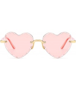 Rimless Heart Shaped Sunglasses for Women Rimless Gradient Lens Sun Glasses Eyeglasses UV400 - White Pink Lens - C21902U483G ...