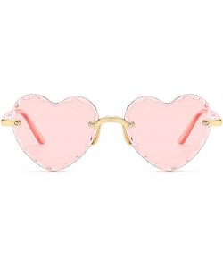 Rimless Heart Shaped Sunglasses for Women Rimless Gradient Lens Sun Glasses Eyeglasses UV400 - White Pink Lens - C21902U483G ...