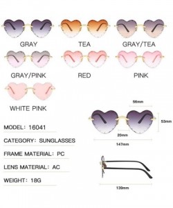 Rimless Heart Shaped Sunglasses for Women Rimless Gradient Lens Sun Glasses Eyeglasses UV400 - White Pink Lens - C21902U483G ...