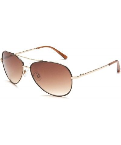 Aviator Women's A685 Aviator Sunglasses - 59 mm - Gold and Brown Frame/Gradient Brown Lens - C2113YJULUZ $118.91