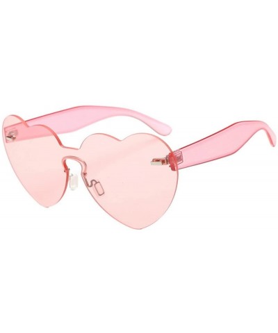 Oval Sunglasses Women Fashion Heart-Shaped Shades Sunglasses Integrated UV Candy Colored Glasses(G) - G - CN195Q5Y25R $14.88
