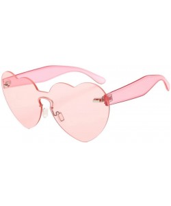 Oval Sunglasses Women Fashion Heart-Shaped Shades Sunglasses Integrated UV Candy Colored Glasses(G) - G - CN195Q5Y25R $14.88