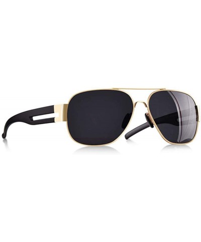 Oversized Men's Sunglasses Brand Design Metal Frame TR90 Temple Oversized C1Black - C2gold - C518XQZRU4X $36.10