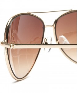 Aviator Women's A685 Aviator Sunglasses - 59 mm - Gold and Brown Frame/Gradient Brown Lens - C2113YJULUZ $123.01