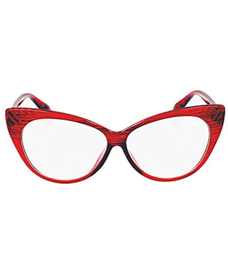 Semi-rimless Super Cat Eye Glasses Vintage Inspired Mod Fashion Clear Lens Eyewear (Red) - CF12ECXW4JR $9.04