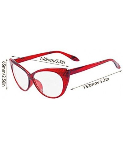 Semi-rimless Super Cat Eye Glasses Vintage Inspired Mod Fashion Clear Lens Eyewear (Red) - CF12ECXW4JR $9.04