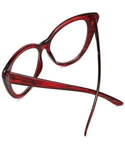 Semi-rimless Super Cat Eye Glasses Vintage Inspired Mod Fashion Clear Lens Eyewear (Red) - CF12ECXW4JR $9.04