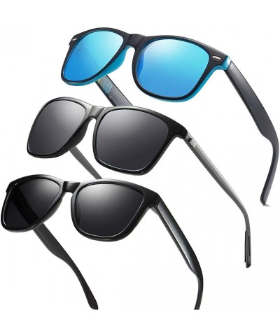 Square Polarized Sunglasses For Women Men Gradient Colors Designer UV Protection - Black&gray/Black&gray/Black&blue - C019D6C...