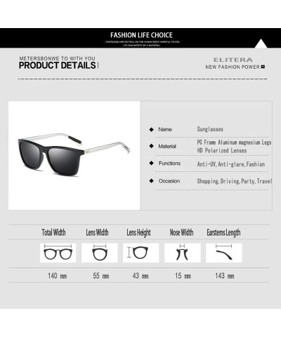 Square Polarized Sunglasses For Women Men Gradient Colors Designer UV Protection - Black&gray/Black&gray/Black&blue - C019D6C...