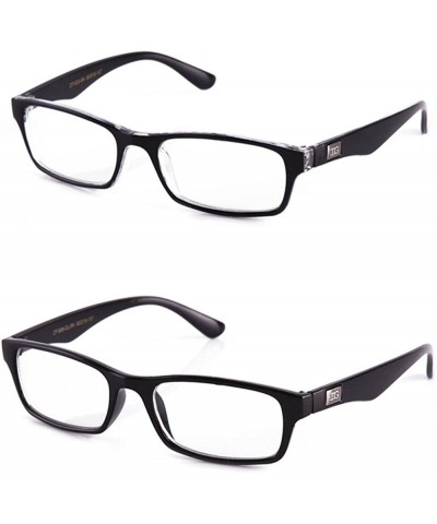 Wayfarer Unisex Clear Lens Plastic Fashion Glasses - 2 Pack Black & Clear - CQ17YYC6IAU $25.50