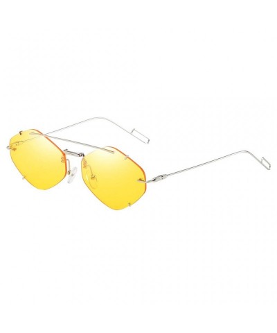 Goggle Personality Eye Catching Handsome Sunglasses - Yellow - C218UK79HXR $8.72