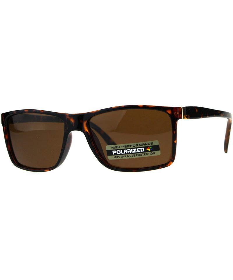 Rectangular Polarized Lens Sunglasses Unisex Fashion Classic Rectangular Frame - Tortoise (Brown) - C618CW6CEXT $11.89