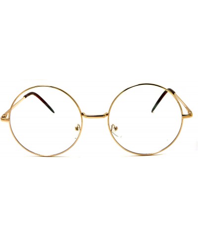 Round OVERSIZED Super Large XL Round Metal Frame Circle Clear Lens Eye Glasses - Gold - C512O9SPMUC $22.56