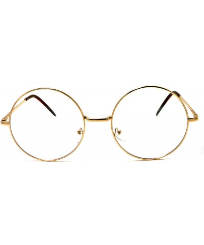 Round OVERSIZED Super Large XL Round Metal Frame Circle Clear Lens Eye Glasses - Gold - C512O9SPMUC $9.15