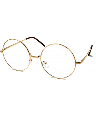 Round OVERSIZED Super Large XL Round Metal Frame Circle Clear Lens Eye Glasses - Gold - C512O9SPMUC $9.15
