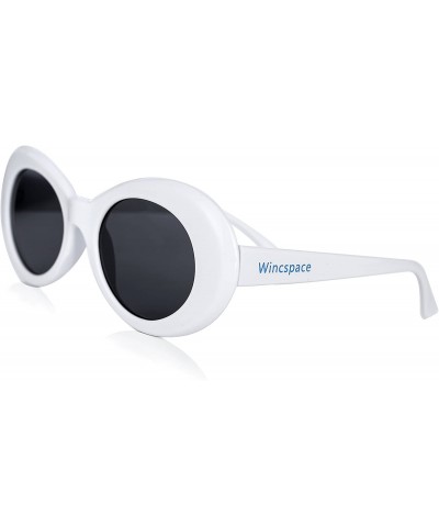 Oval Clout Goggles Set White Oval Retro Sunglasses Mod Round - C41808Z4EKS $12.17