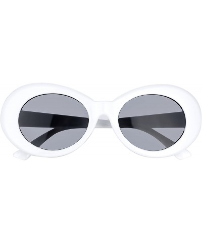 Oval Clout Goggles Set White Oval Retro Sunglasses Mod Round - C41808Z4EKS $12.17