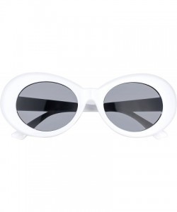 Oval Clout Goggles Set White Oval Retro Sunglasses Mod Round - C41808Z4EKS $12.17