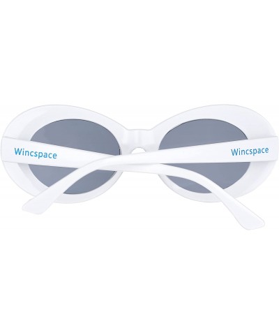 Oval Clout Goggles Set White Oval Retro Sunglasses Mod Round - C41808Z4EKS $12.17