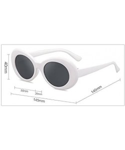 Oval Clout Goggles Set White Oval Retro Sunglasses Mod Round - C41808Z4EKS $12.17