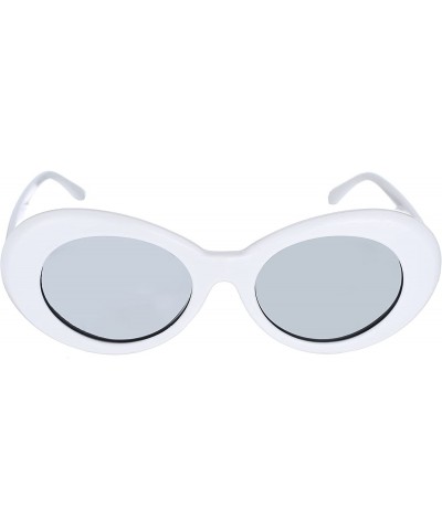 Oval Clout Goggles Set White Oval Retro Sunglasses Mod Round - C41808Z4EKS $12.17