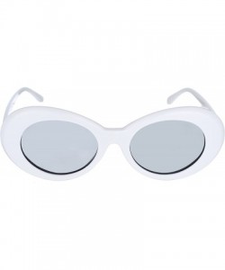 Oval Clout Goggles Set White Oval Retro Sunglasses Mod Round - C41808Z4EKS $12.17