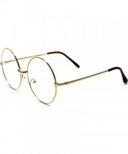 Round OVERSIZED Super Large XL Round Metal Frame Circle Clear Lens Eye Glasses - Gold - C512O9SPMUC $9.15