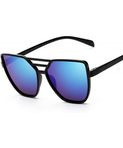 Goggle Sunglasses Stylish Retro Tinted Sunglasses Sunglasses For Men And Women - Bright Black Ice Blue - CT18TKL08DW $11.40