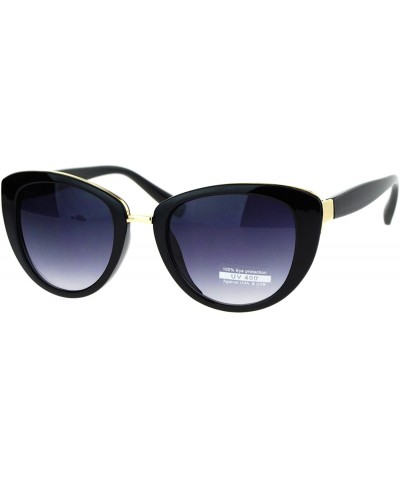 Oval Womens Fashion Sunglasses Oval Cateye Designer Style Shades - Black - CA1876OKTXM $22.56