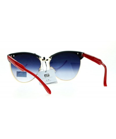 Butterfly Womens Luxury Fashion Butterfly Half Rim Floral Print Sunglasses - Black Red - CU12HVJA0BR $9.45