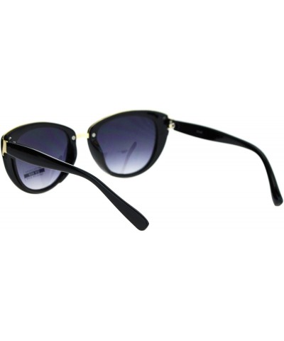 Oval Womens Fashion Sunglasses Oval Cateye Designer Style Shades - Black - CA1876OKTXM $11.91