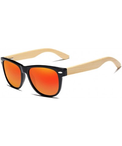 Semi-rimless Handmade Polarized Sunglasses Women Men Natural Bamboo Colorful Lens Frame - Blue Bamboo - C0194O609TM $36.71