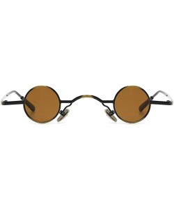 Round Tiny Sunglasses Round Retro Metal Men Punk Sun Glasses Women Eyewear - Brown Lens - CM18W449N44 $10.88