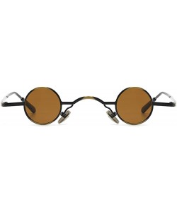 Round Tiny Sunglasses Round Retro Metal Men Punk Sun Glasses Women Eyewear - Brown Lens - CM18W449N44 $10.88