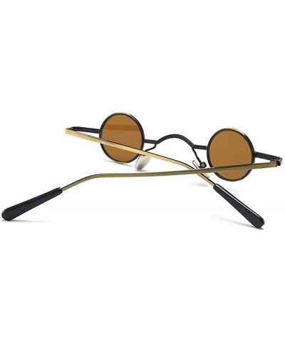 Round Tiny Sunglasses Round Retro Metal Men Punk Sun Glasses Women Eyewear - Brown Lens - CM18W449N44 $10.88
