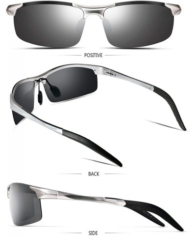 Wrap Sports Polarized Sunglasses for Men - Mens Sports Glasses Metal Frame Driving sunglasses 2266 - Silver - C618HX5MDKI $21.91