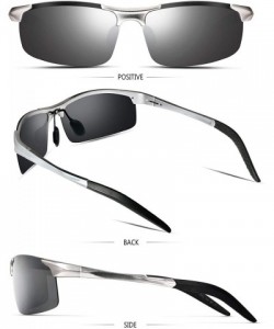 Wrap Sports Polarized Sunglasses for Men - Mens Sports Glasses Metal Frame Driving sunglasses 2266 - Silver - C618HX5MDKI $10.56