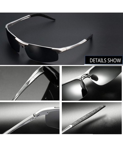 Wrap Sports Polarized Sunglasses for Men - Mens Sports Glasses Metal Frame Driving sunglasses 2266 - Silver - C618HX5MDKI $10.56