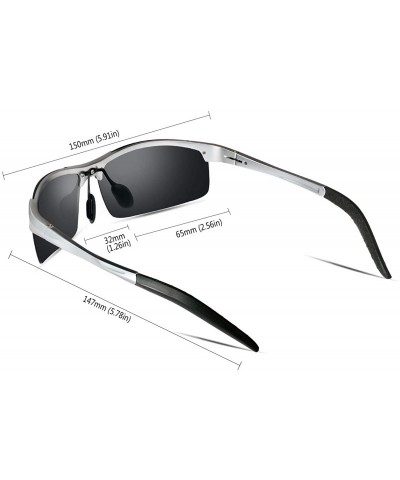 Wrap Sports Polarized Sunglasses for Men - Mens Sports Glasses Metal Frame Driving sunglasses 2266 - Silver - C618HX5MDKI $10.56