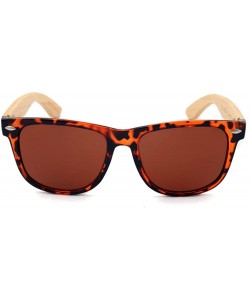 Wayfarer Polarized Sunglasses with Bamboo Arms - Leopard - CA184O5MM8N $10.84