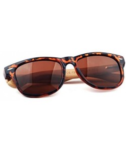 Wayfarer Polarized Sunglasses with Bamboo Arms - Leopard - CA184O5MM8N $10.84