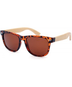 Wayfarer Polarized Sunglasses with Bamboo Arms - Leopard - CA184O5MM8N $10.84