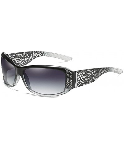 Oval Anti Glare HD Polarized Womens Rhinestone Rectangular Sunglasses - Gray - C418UT6UYWG $27.46